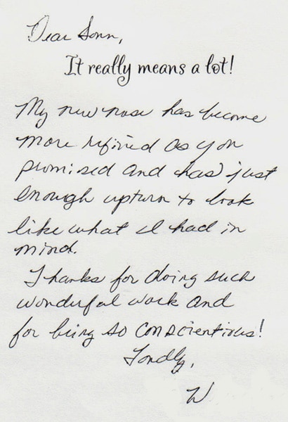 Testimonial Card from client