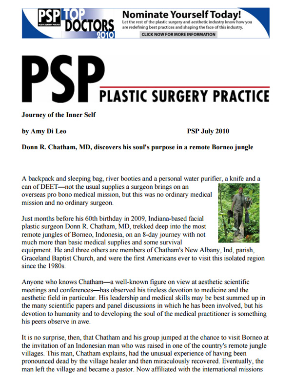 Dr. Chatham featured in Plastic Surgery Practice